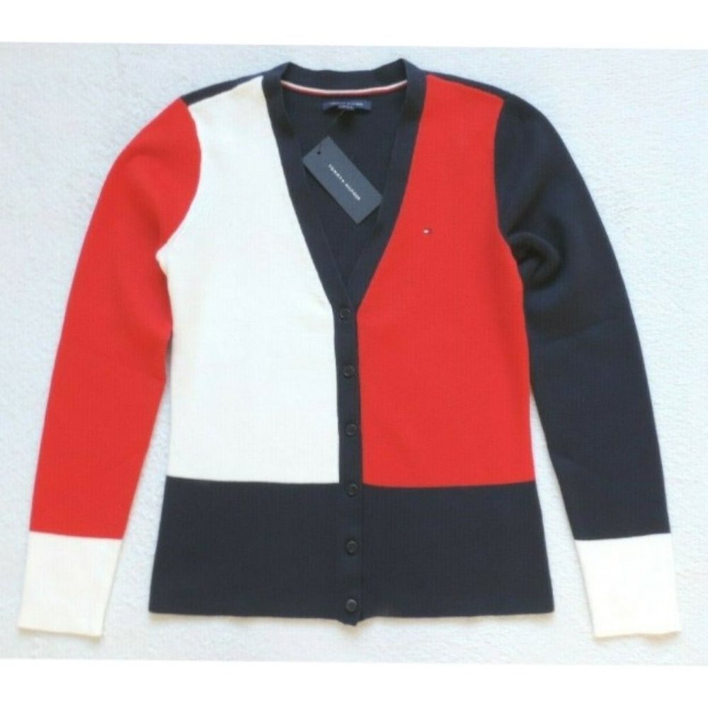 Tommy Hilfiger Women's Colorblock Sweater Cardigan Size: S